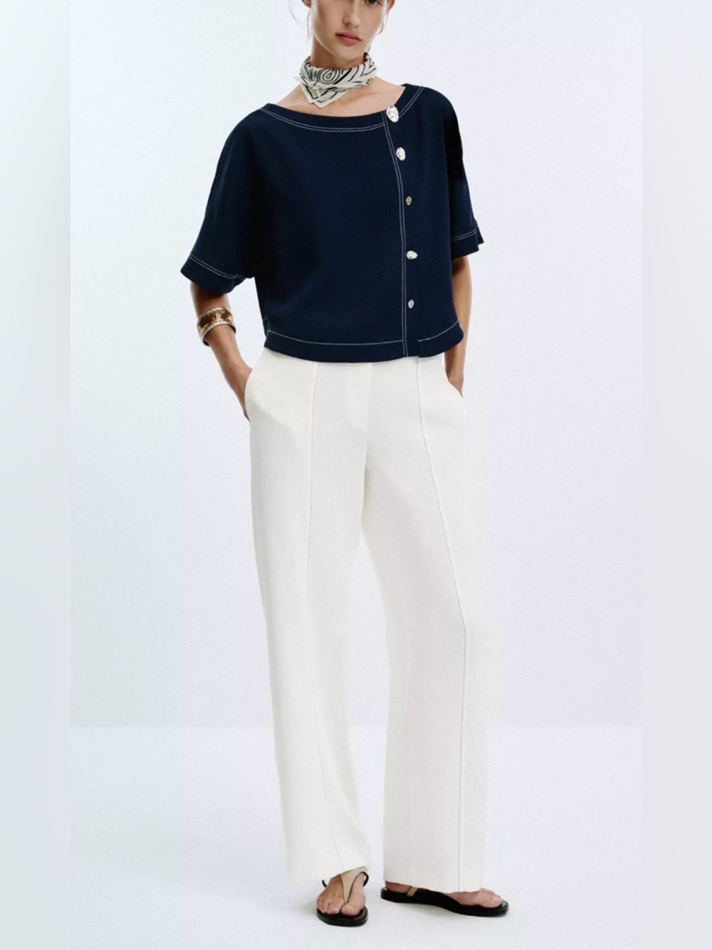 ZARA CONTRAST STITCHING LOOP PANTS NWT
Color: OYSTER-WHITE * Size: XL